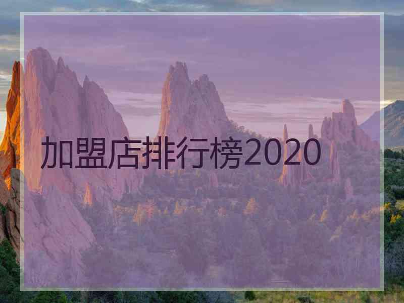 加盟店排行榜2020