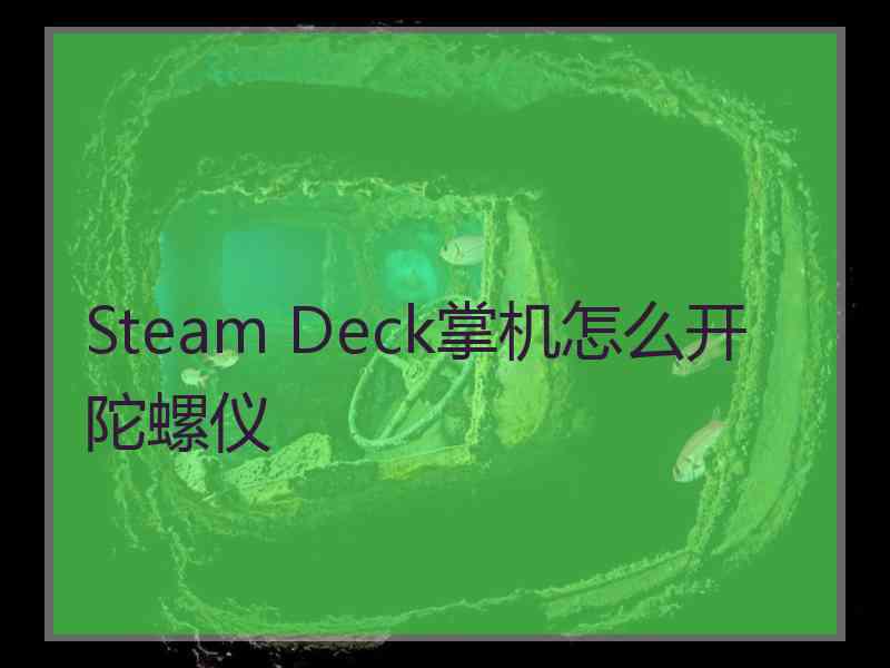 Steam Deck掌机怎么开陀螺仪