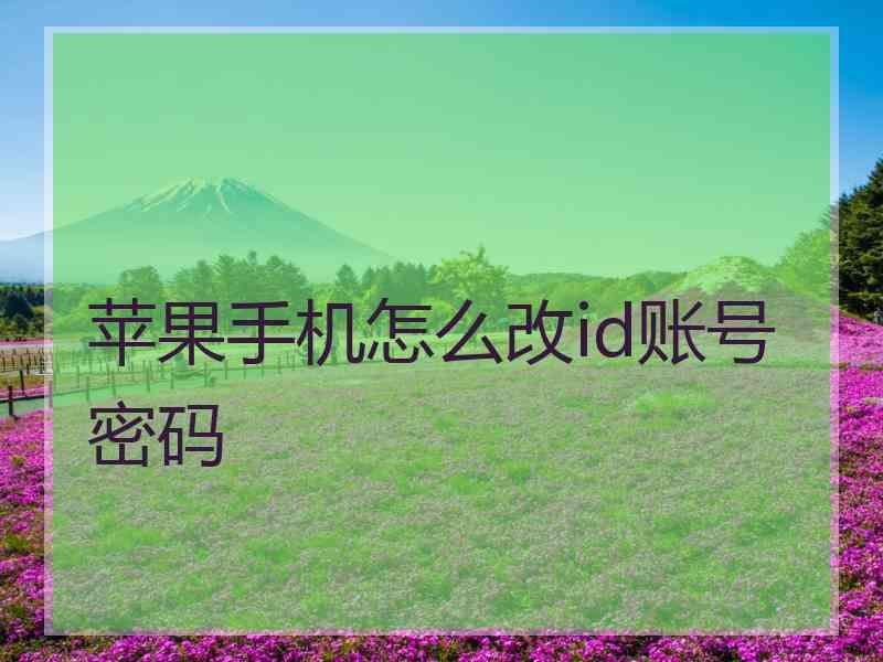 苹果手机怎么改id账号密码