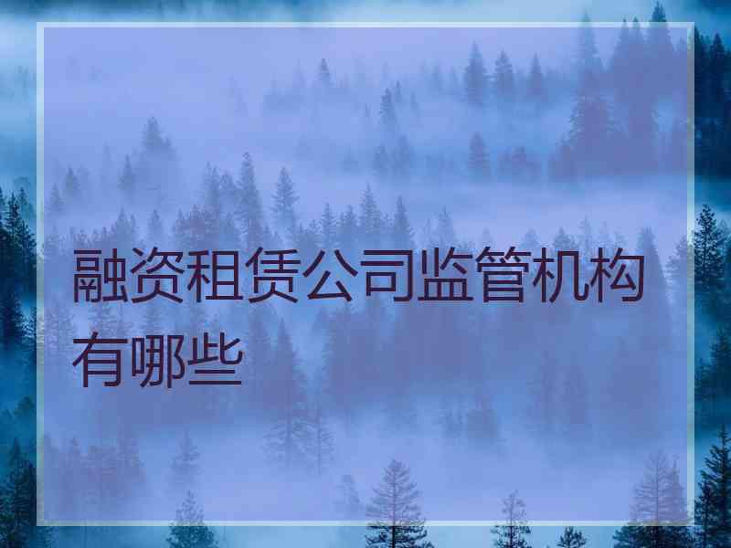 融资租赁公司监管机构有哪些