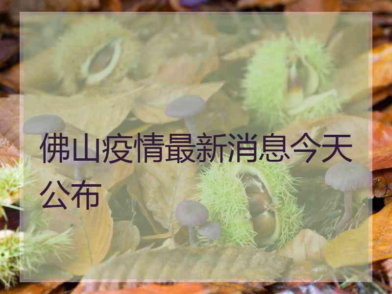 佛山疫情最新消息今天公布