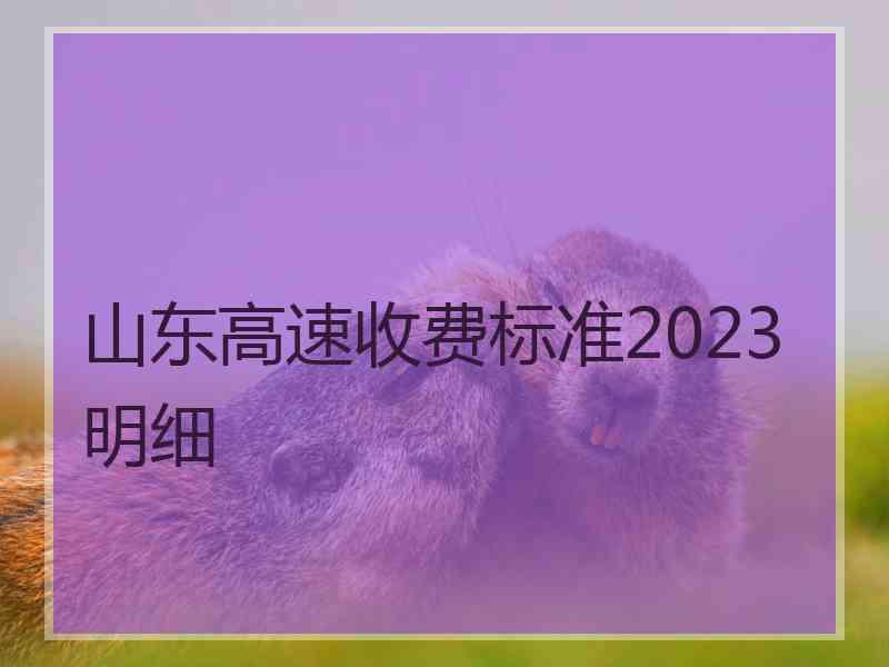 山东高速收费标准2023明细