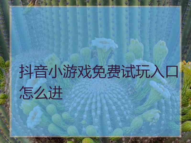 抖音小游戏免费试玩入口怎么进