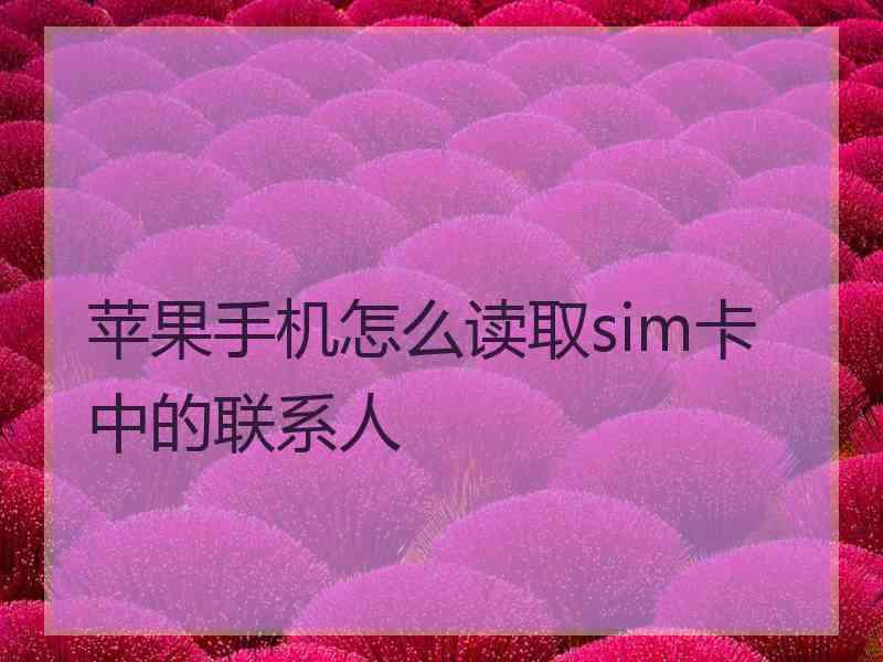 苹果手机怎么读取sim卡中的联系人