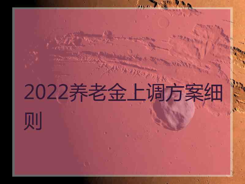 2022养老金上调方案细则