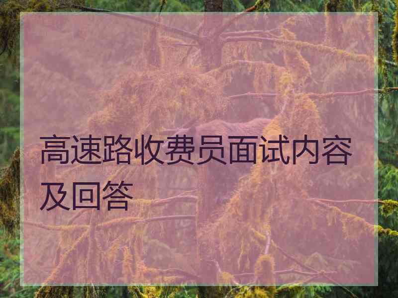 高速路收费员面试内容及回答