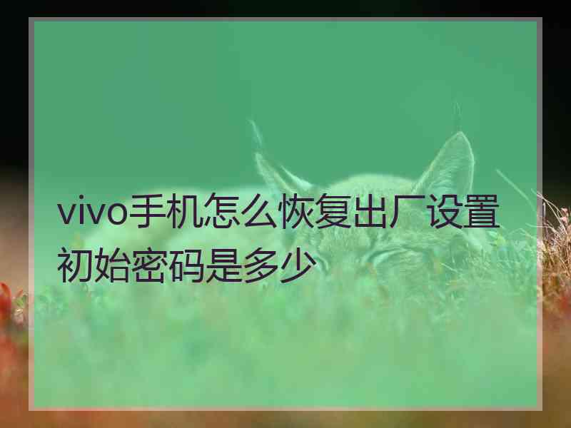 vivo手机怎么恢复出厂设置初始密码是多少