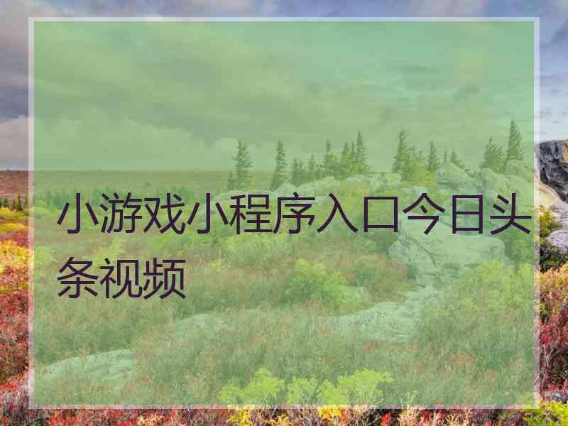 小游戏小程序入口今日头条视频