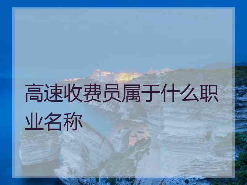 高速收费员属于什么职业名称