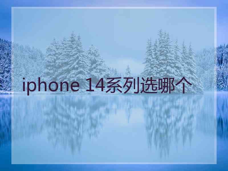 iphone 14系列选哪个