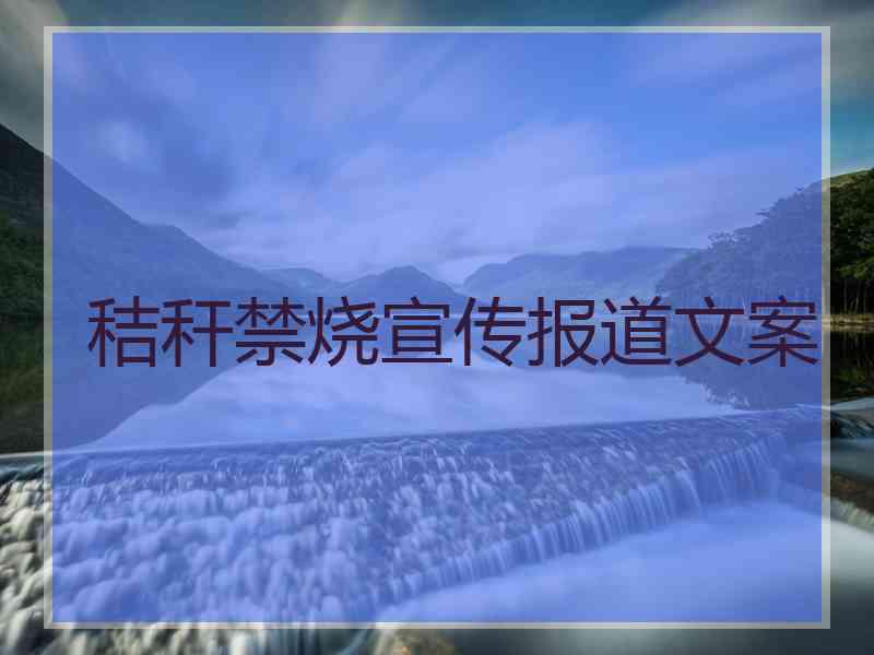 秸秆禁烧宣传报道文案