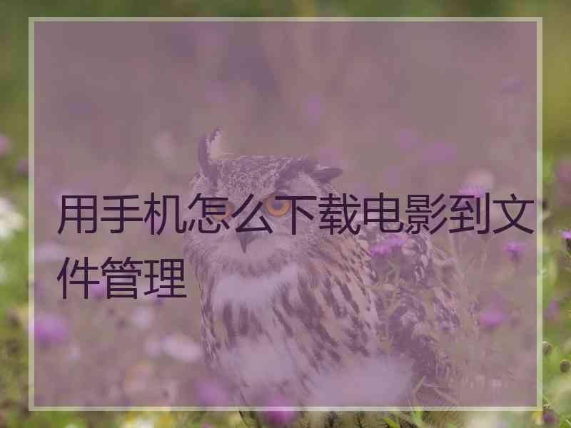 用手机怎么下载电影到文件管理