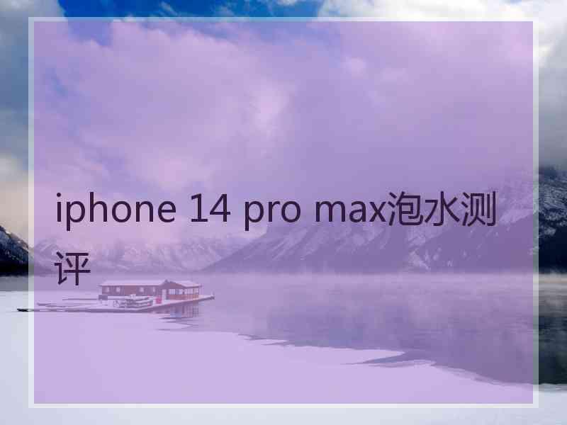 iphone 14 pro max泡水测评