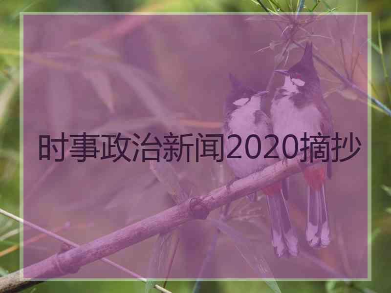 时事政治新闻2020摘抄