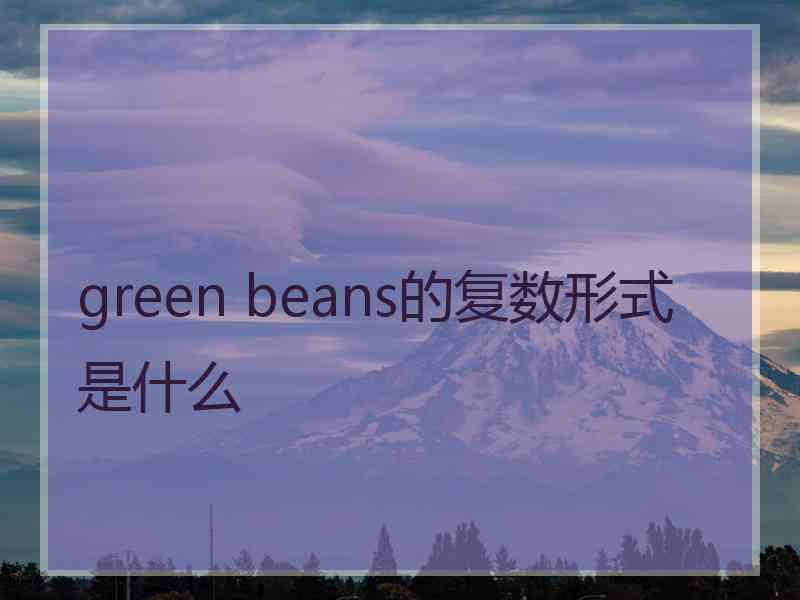 green beans的复数形式是什么