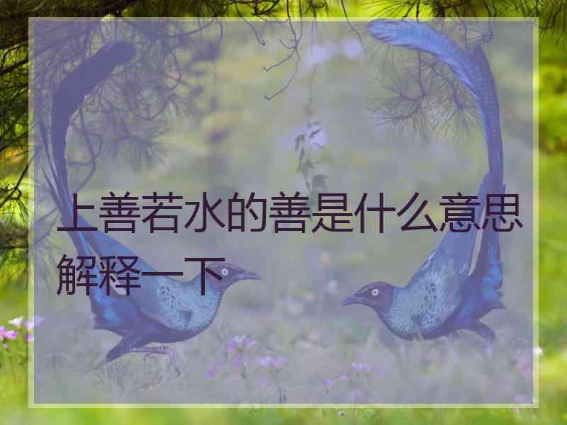 上善若水的善是什么意思解释一下