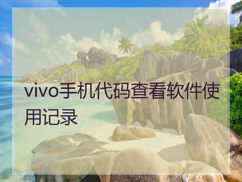 vivo手机代码查看软件使用记录