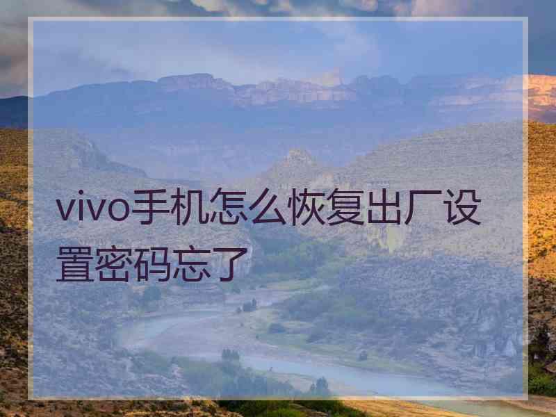 vivo手机怎么恢复出厂设置密码忘了