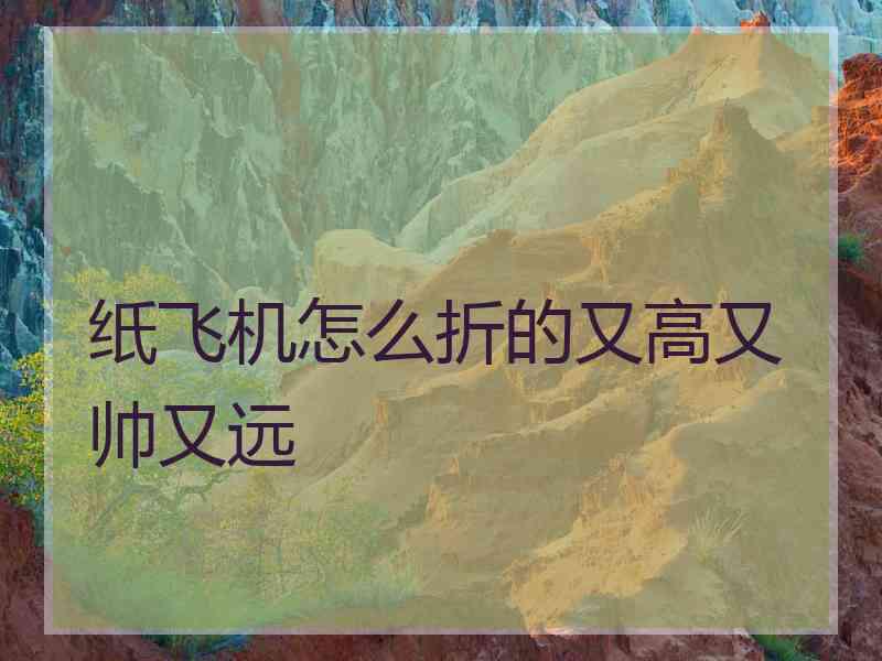 纸飞机怎么折的又高又帅又远