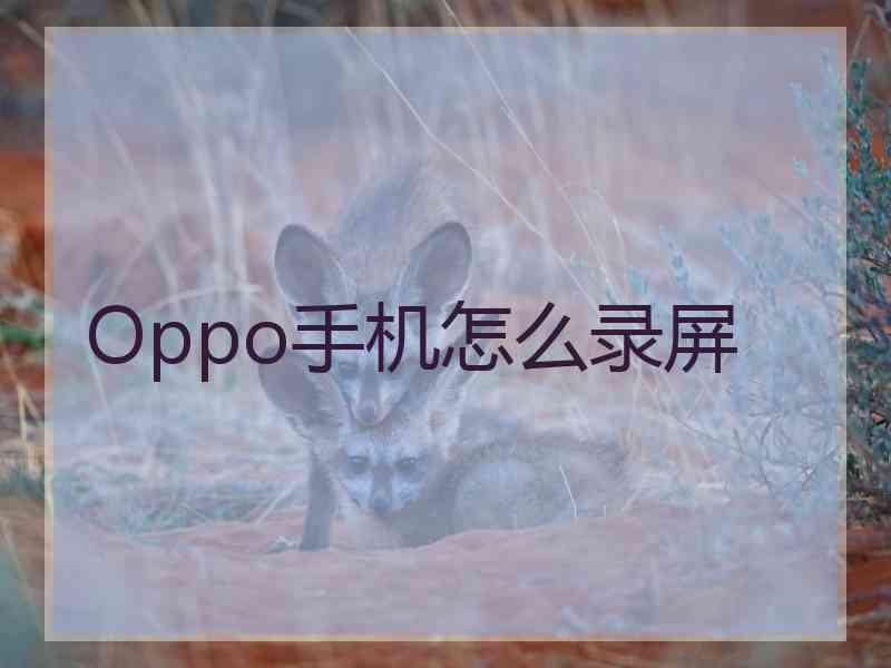 Oppo手机怎么录屏