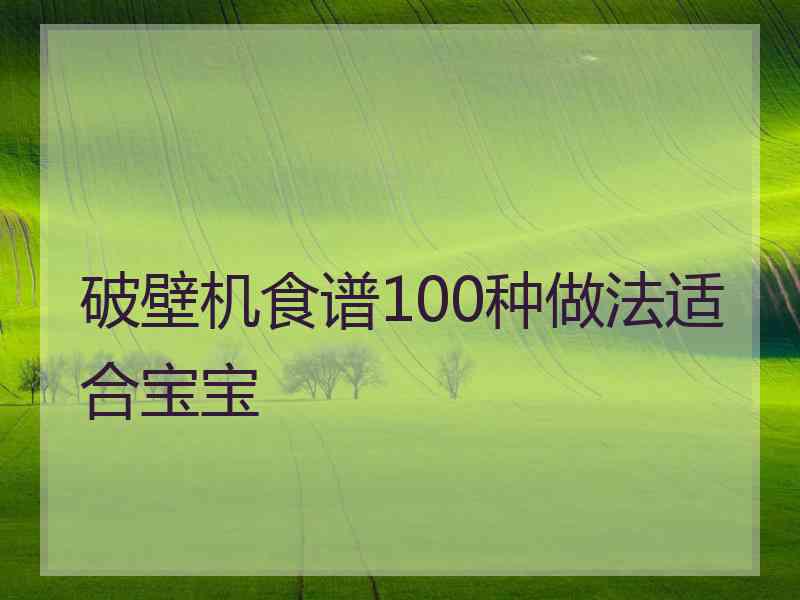 破壁机食谱100种做法适合宝宝