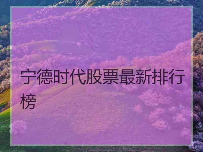 宁德时代股票最新排行榜