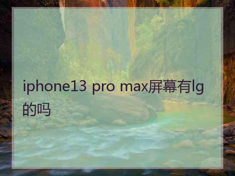 iphone13 pro max屏幕有lg的吗