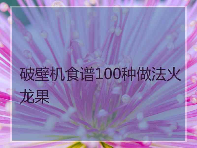 破壁机食谱100种做法火龙果