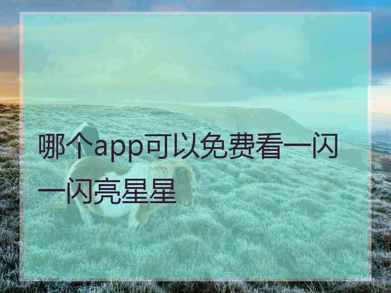 哪个app可以免费看一闪一闪亮星星