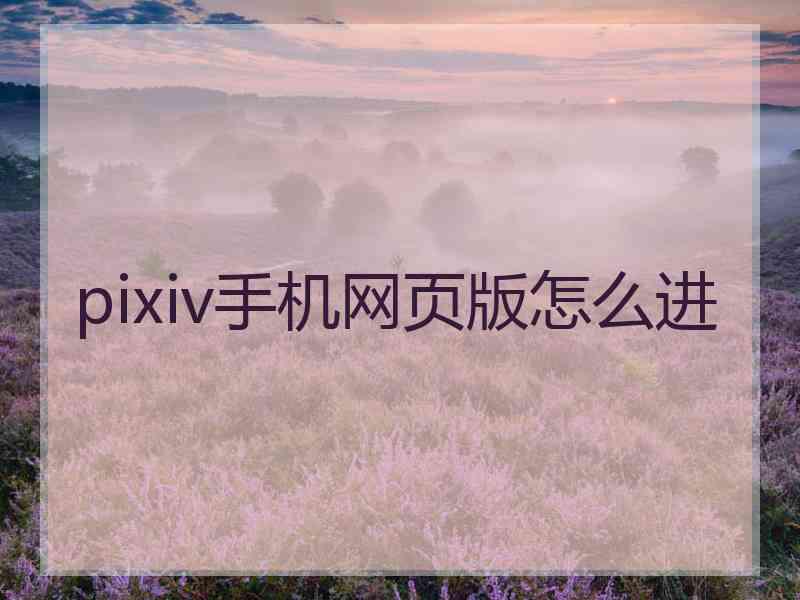 pixiv手机网页版怎么进