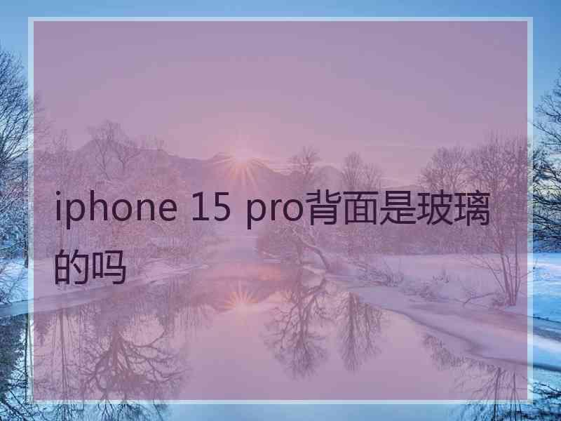 iphone 15 pro背面是玻璃的吗