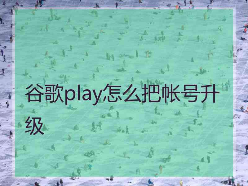 谷歌play怎么把帐号升级