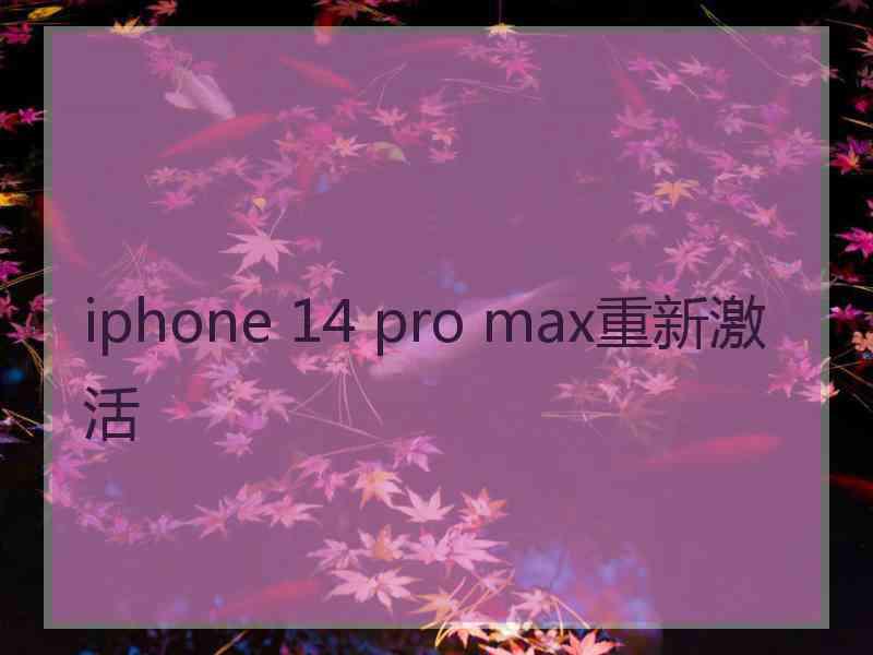 iphone 14 pro max重新激活