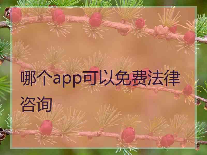 哪个app可以免费法律咨询