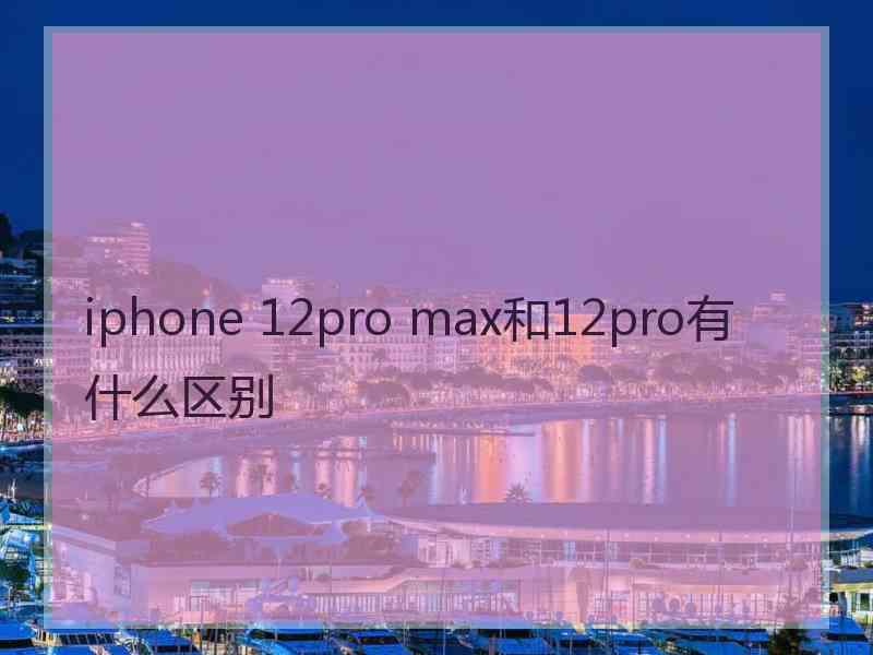 iphone 12pro max和12pro有什么区别