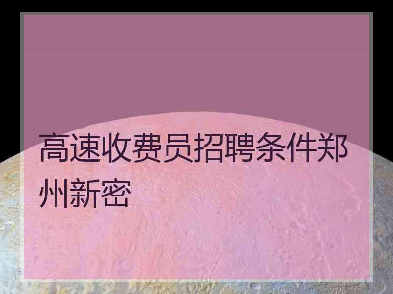 高速收费员招聘条件郑州新密