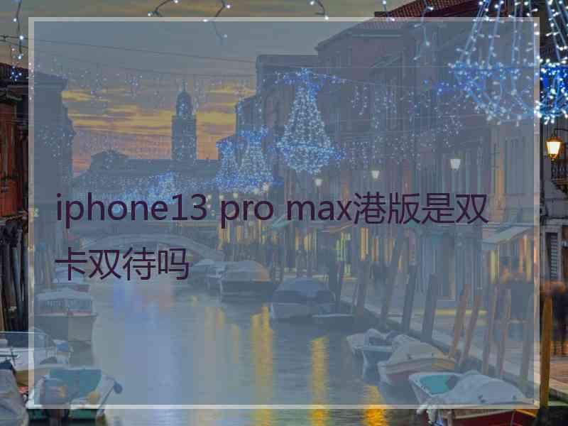 iphone13 pro max港版是双卡双待吗