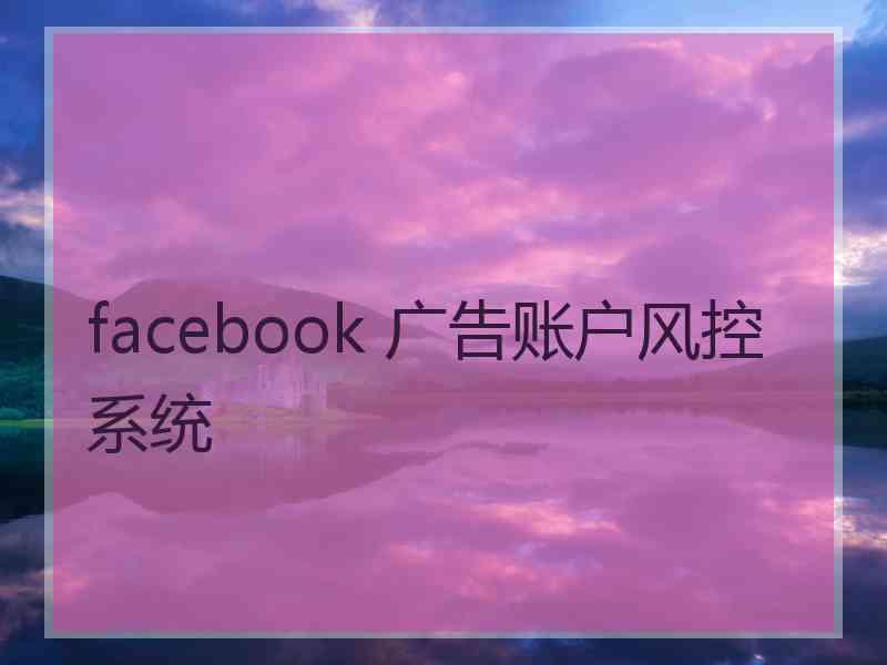 facebook 广告账户风控系统