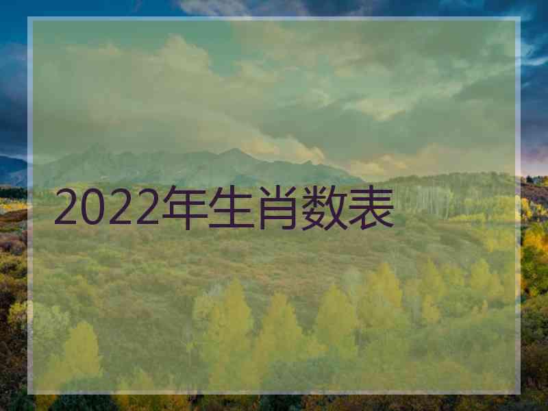 2022年生肖数表