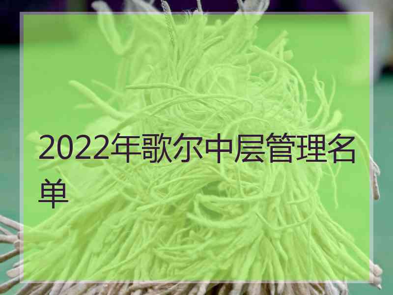 2022年歌尔中层管理名单