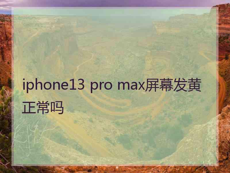 iphone13 pro max屏幕发黄正常吗