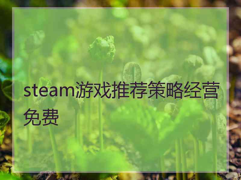 steam游戏推荐策略经营免费