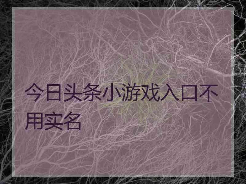 今日头条小游戏入口不用实名