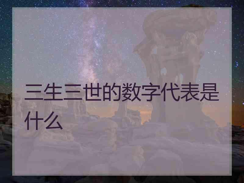 三生三世的数字代表是什么