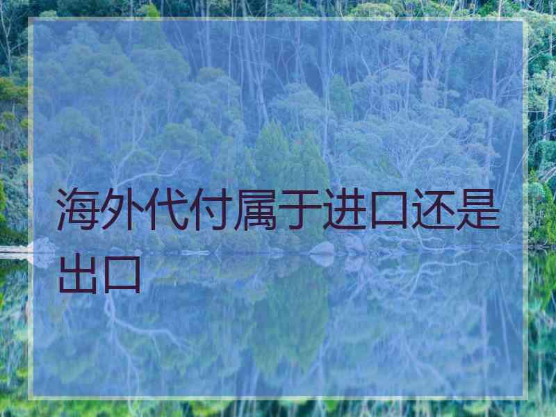 海外代付属于进口还是出口