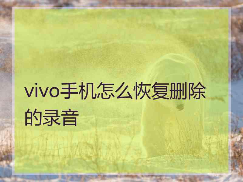 vivo手机怎么恢复删除的录音