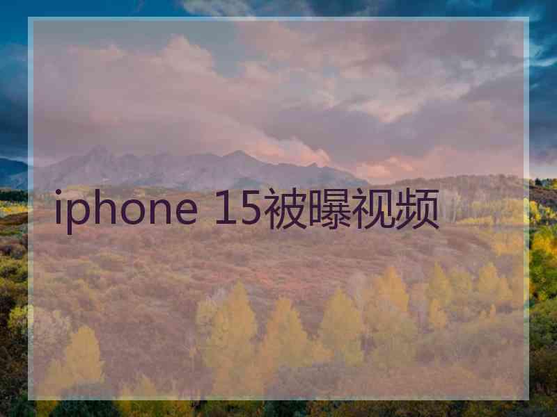 iphone 15被曝视频