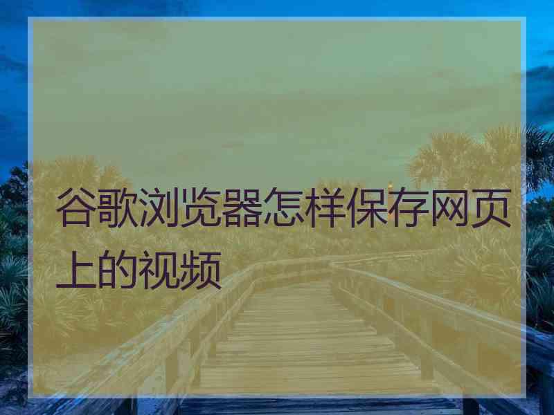 谷歌浏览器怎样保存网页上的视频