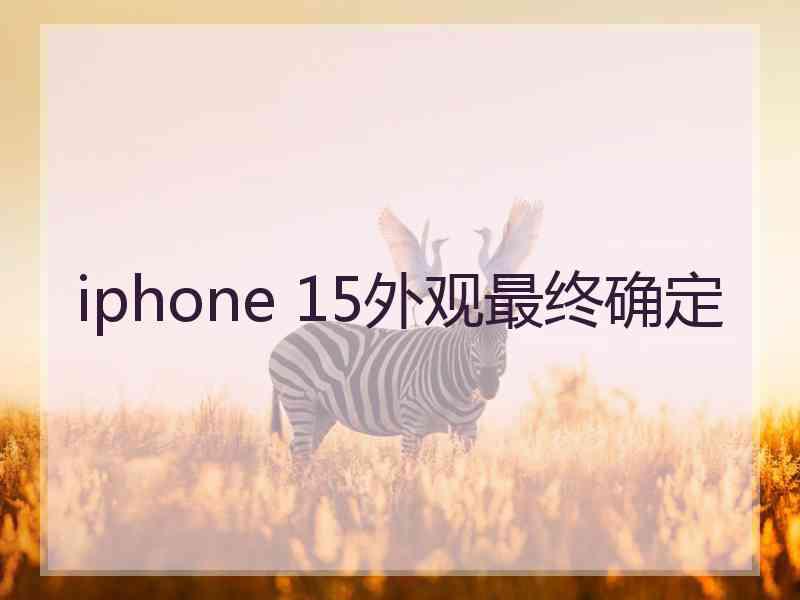 iphone 15外观最终确定