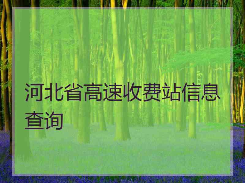 河北省高速收费站信息查询